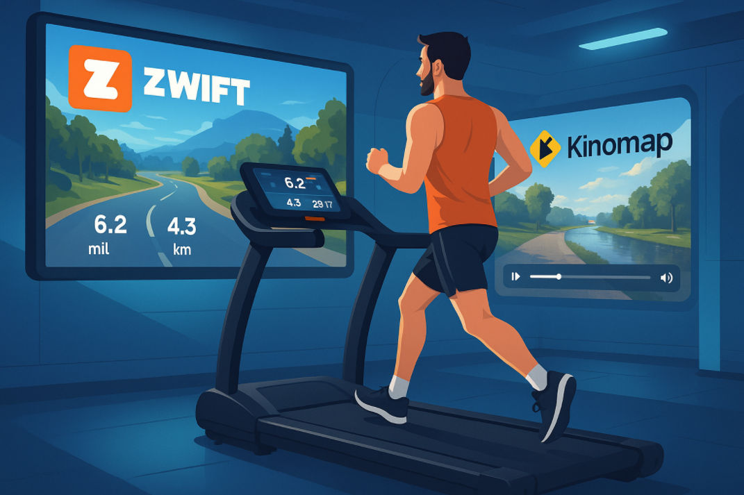 Zwift og Kinomap til lbebnd