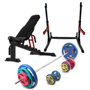 Peak Fitness 110 kg Trningst med 30 mm gummi-vgtskiver