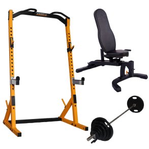 Powertec Half Rack Yellow + bnk og 125 kg Sort 50 mm